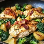 Garlic Butter Chicken Skillet with Bacon, Spinach, Broccoli & Potatoes