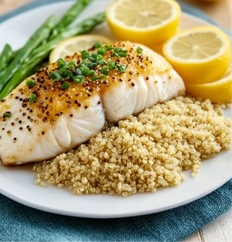 Garlic Lemon Cod with Crispy Quinoa Crust