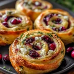 Cranberry Cream Cheese Pinwheels with Feta & Herbs