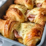 Baked chicken ham and Cheese Croissants Recipe