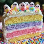 Easter Peep Cake with Multi-Colored Layers