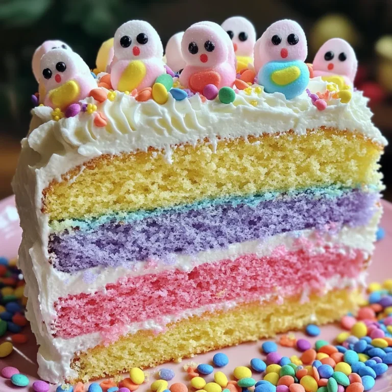 Easter Peep Cake with Multi-Colored Layers