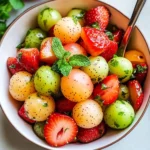 Melon Strawberry Salad with Lime Mint Dressing