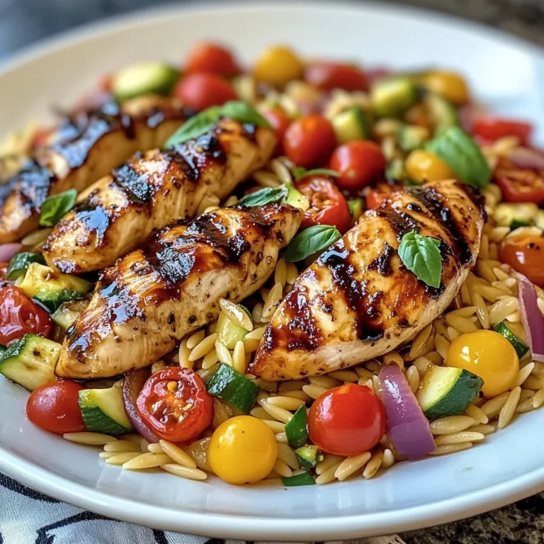 Easy Balsamic Chicken & Veggie Orzo
