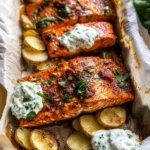 Parchment Baked Roasted Red Pepper Salmon