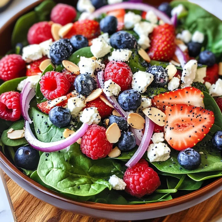 Spinach Berry Salad with Sweet Poppy Seed Dressing